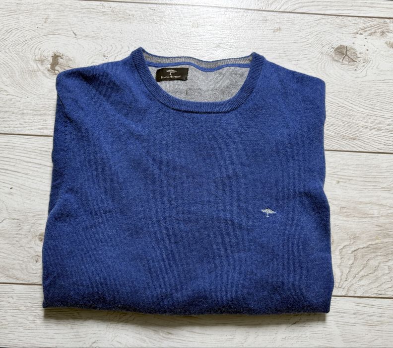 Fynch-Hatton niebieski sweter męski  r.XL – wełna merynosa