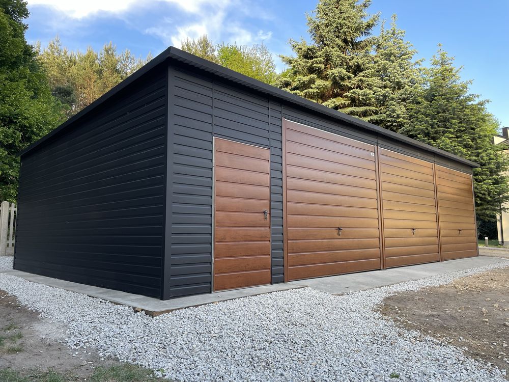 Garaż blaszany, hala 9x5.5 + pomieszczenie gospodarcze 2x5.5. Antracyt