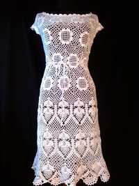 Piękna sukienka na szydełku, ręcznie wykonana