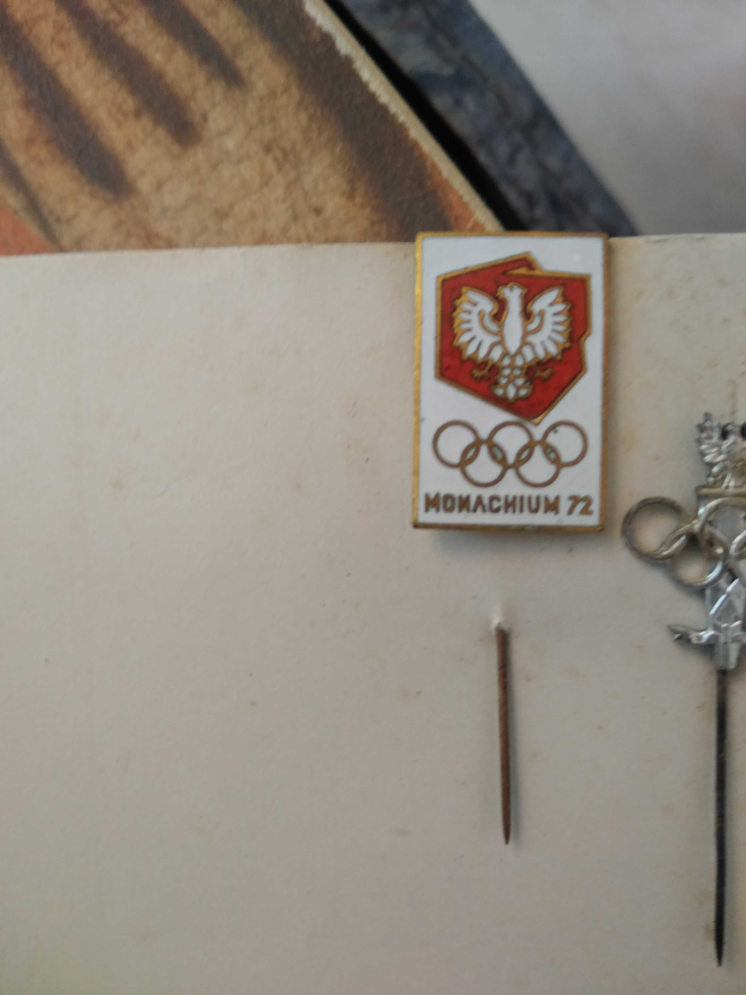 Kolekcjonerskie przypinki olimpijskie Monachium 1972 plus książka