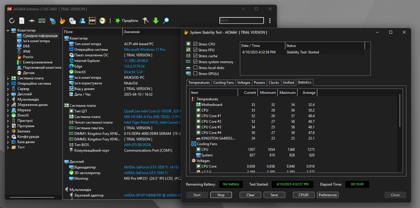 Комплект Материнка +оперативка MSI H510M-A PRO, Kingston 16GB 3200MHz