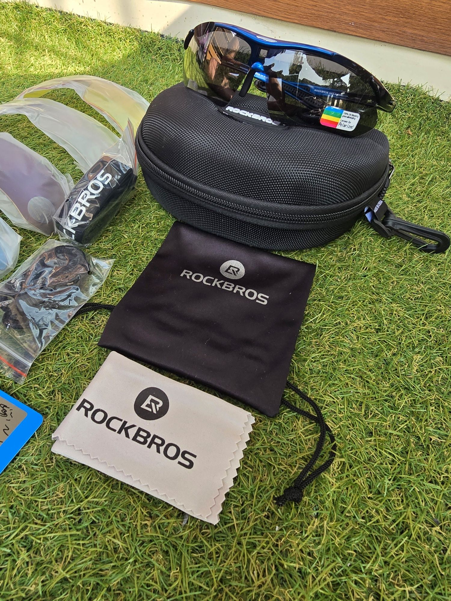 Okulary Rockbros fotochromowe polaryzacja + 5 soczewek rowerowe blue