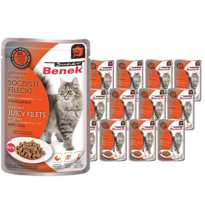 Super Benek Mokra Karma Fileciki w sosie z Tuńczykiem dla kota 14x85g