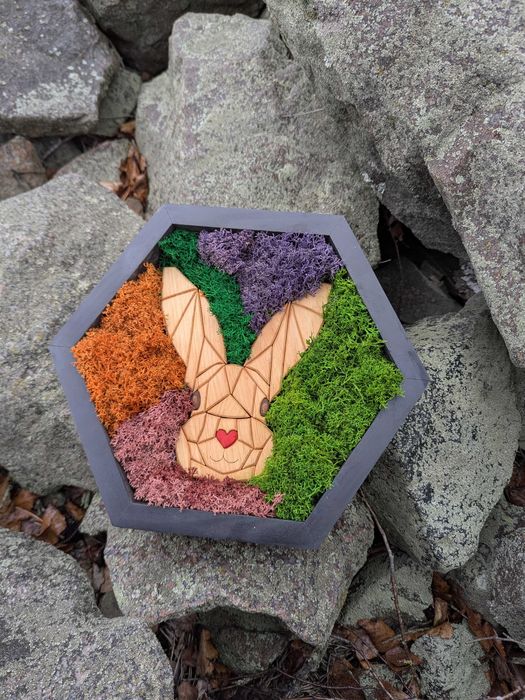 Соти декор в інтер'єр на стіну картина з моху Панно з дерева Мозаїка