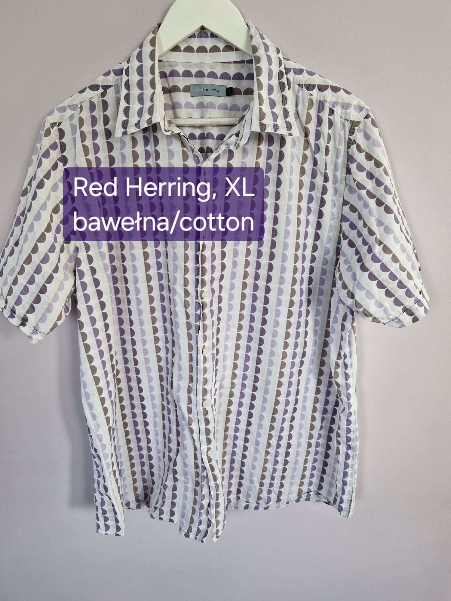 Letnia, bawełniana koszula z krótkim rękawem, Red Herring, XL