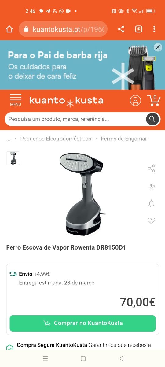 escova de engomar a vapor Rowenta