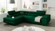 Narożnik MALMO kanapa sofa REGULOWANE ruchome ZAGŁÓWKI łóżko ROGÓWKA