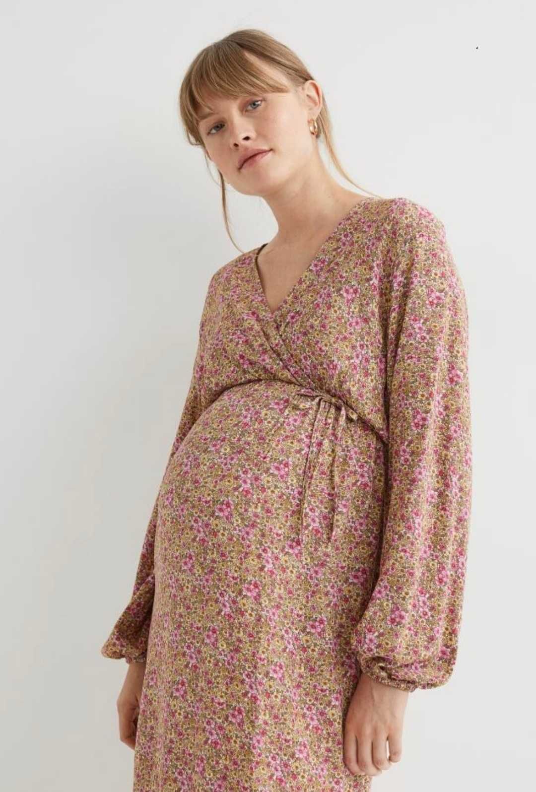 MAMA Kopertowa sukienka z wiązaniem h&m ciążowa r.M