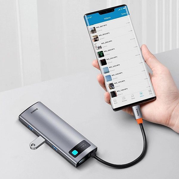 Hub 7w1 Baseus Metal Gleam Series Usb-c do Usb-c Pd / 3x Usb-a / Hdmi