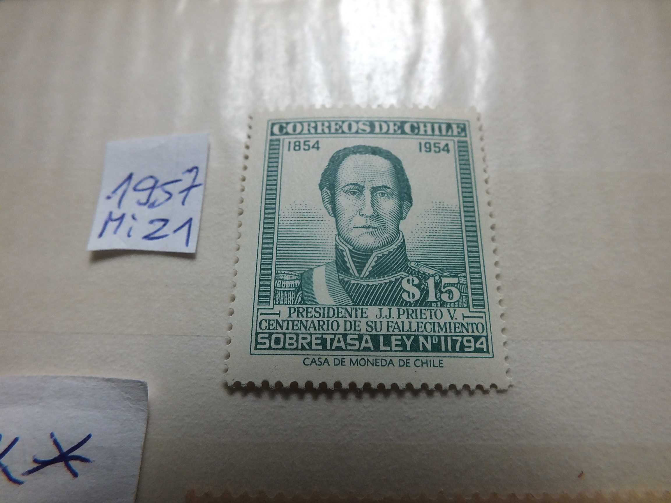 3szt. znaczki Chile 1957r., Mi199 Kostaryka 1937r.,RYBY czyste,klej