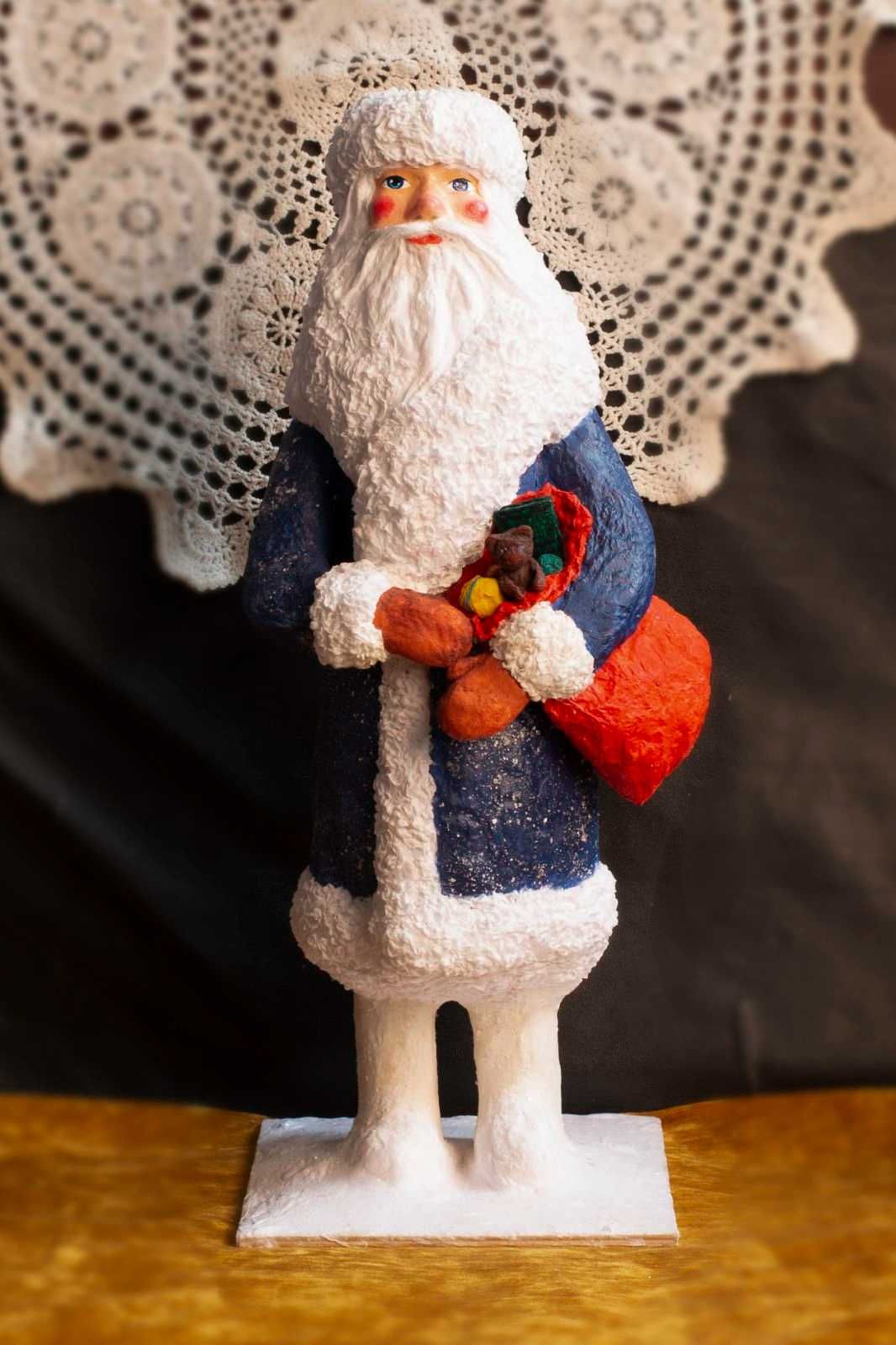 Авторская коллекционная игрушка в стиле ретро Дед Мороз под ёлку