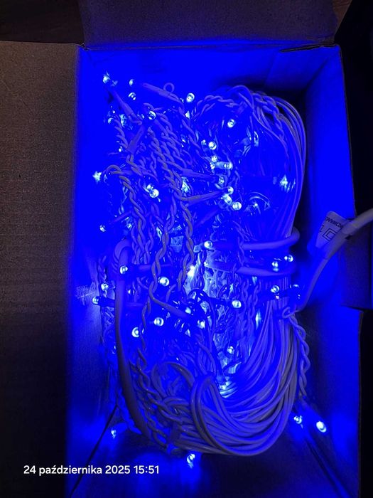 LAMPKI SOPLE 300LED NIEBIESKIE wewnętrzne zewnętrzne + flash 13m