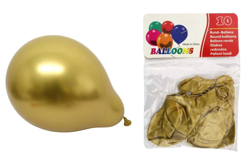 BALONY złote 10 SZT 25 CM urodzinowe na karnawał wesele urodziny