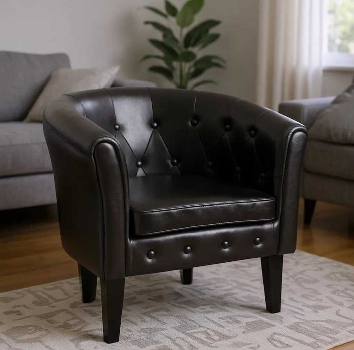 Fotel Chesterfield z sztucznej skóry nowy