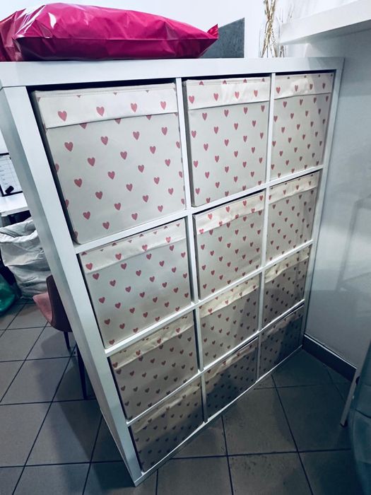 Regal kallax + wklady w serca 12 sztuk