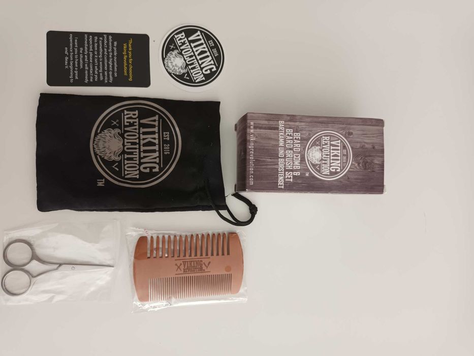 Pente de barba, tesoura, bolsa e autocolante Viking Revolution