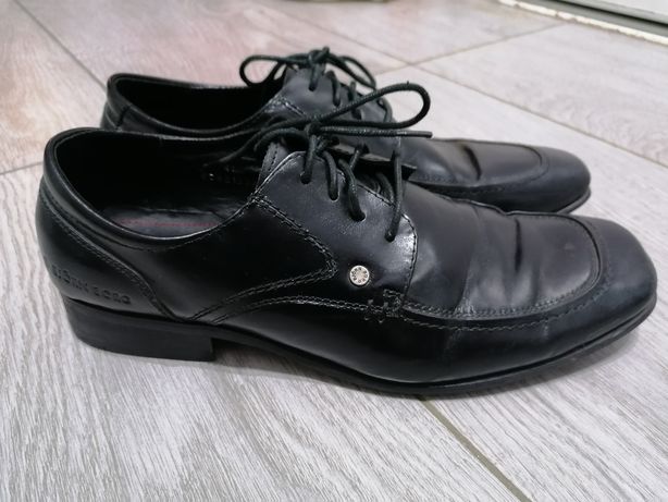 Czarne skórzane półbuty eleganckie pantofle męskie Bjorn Borg r. 41