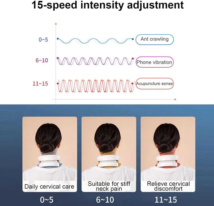 Masażer na szyję, 6 trybów pulsacji, elektryczny masażer do relaksacji