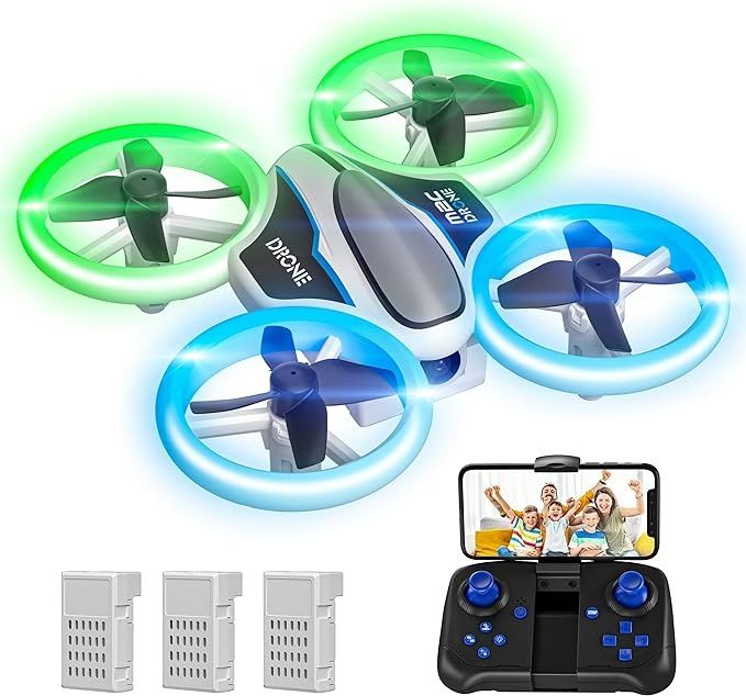 Mini drone infantil com câmara 720P, luzes LED, voo automático, modo s