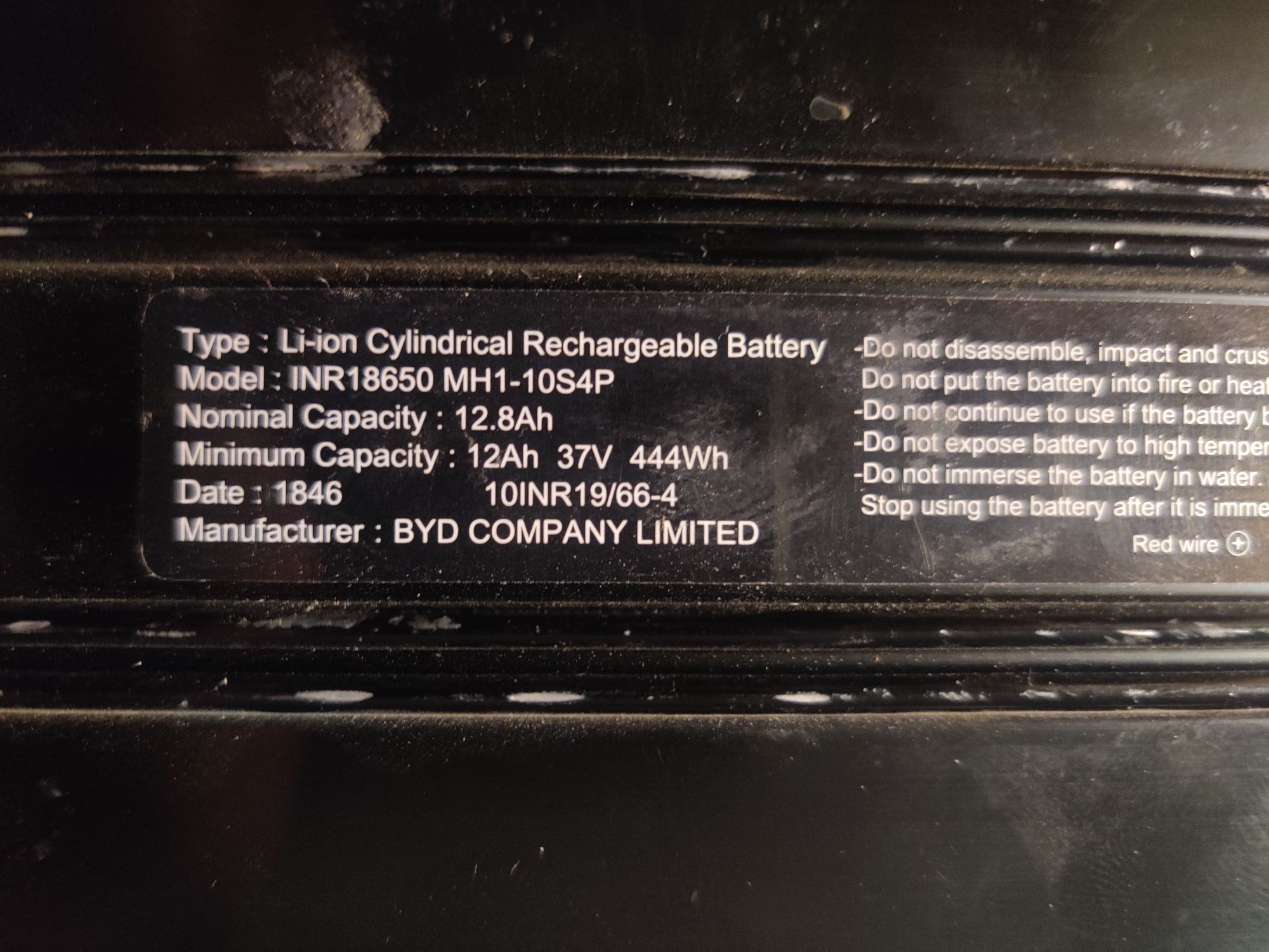 Батарея 36v / 12.8 Ah/ 444 Wh ,10s4p / LG18650 / INR18650