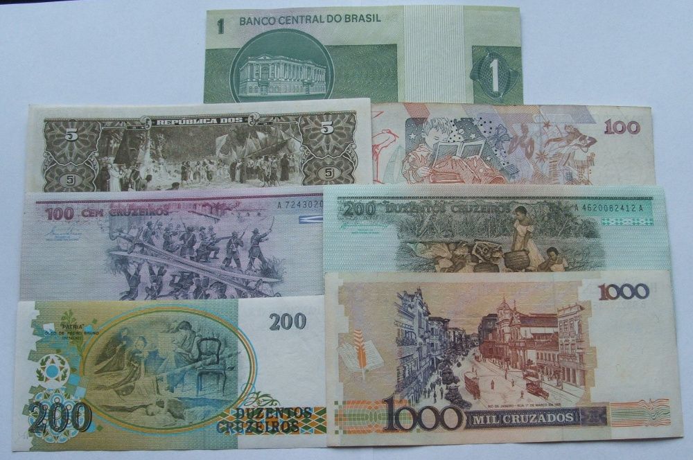 Banknoty BRAZYLIA - Z PACZKI BANKOWEJ - Zestaw Kolekcjonerski