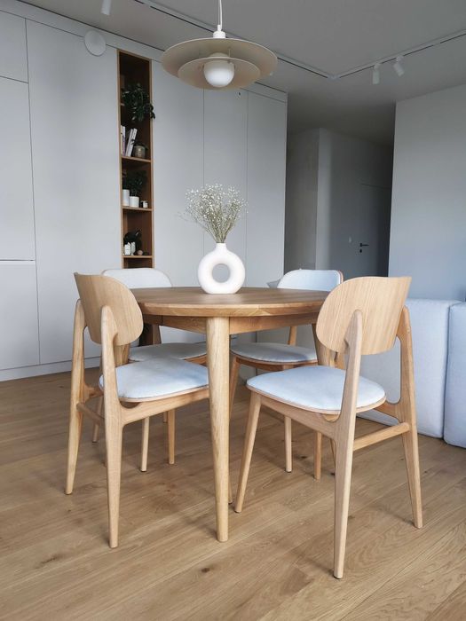 Stół okrągły rozkładany-dębowy-lite drewno dębowe