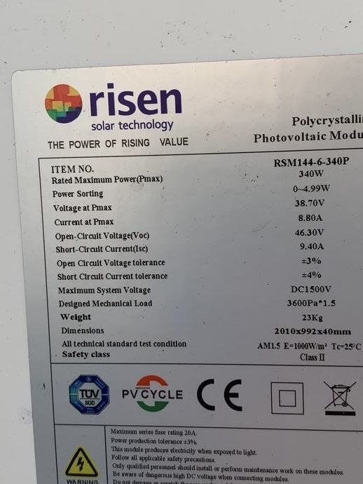Сонячні панелі Risen 340W