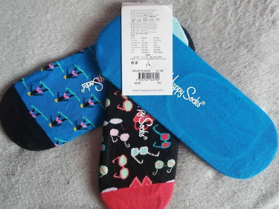 HAPPY SOCKS Liner Skarpety 3 pary Męskie 41-46 Bawełna Oryginalne 100%