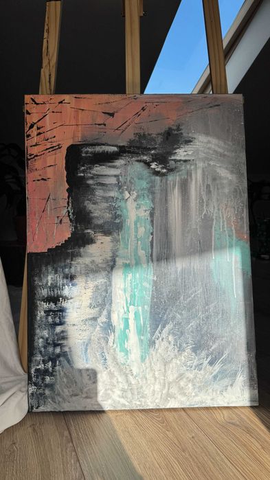 Obraz abstrakcyjny „Przepływ” 50x70 – rękodzieło, akryl na płótnie