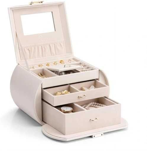 Szkatułka Z Przegródkami  Na Biżuterię  Białe Pudełko VLANDO