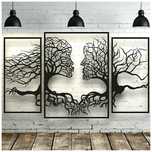 Obraz twarze drzewa 3 el. czarny 170 x 90 cm
