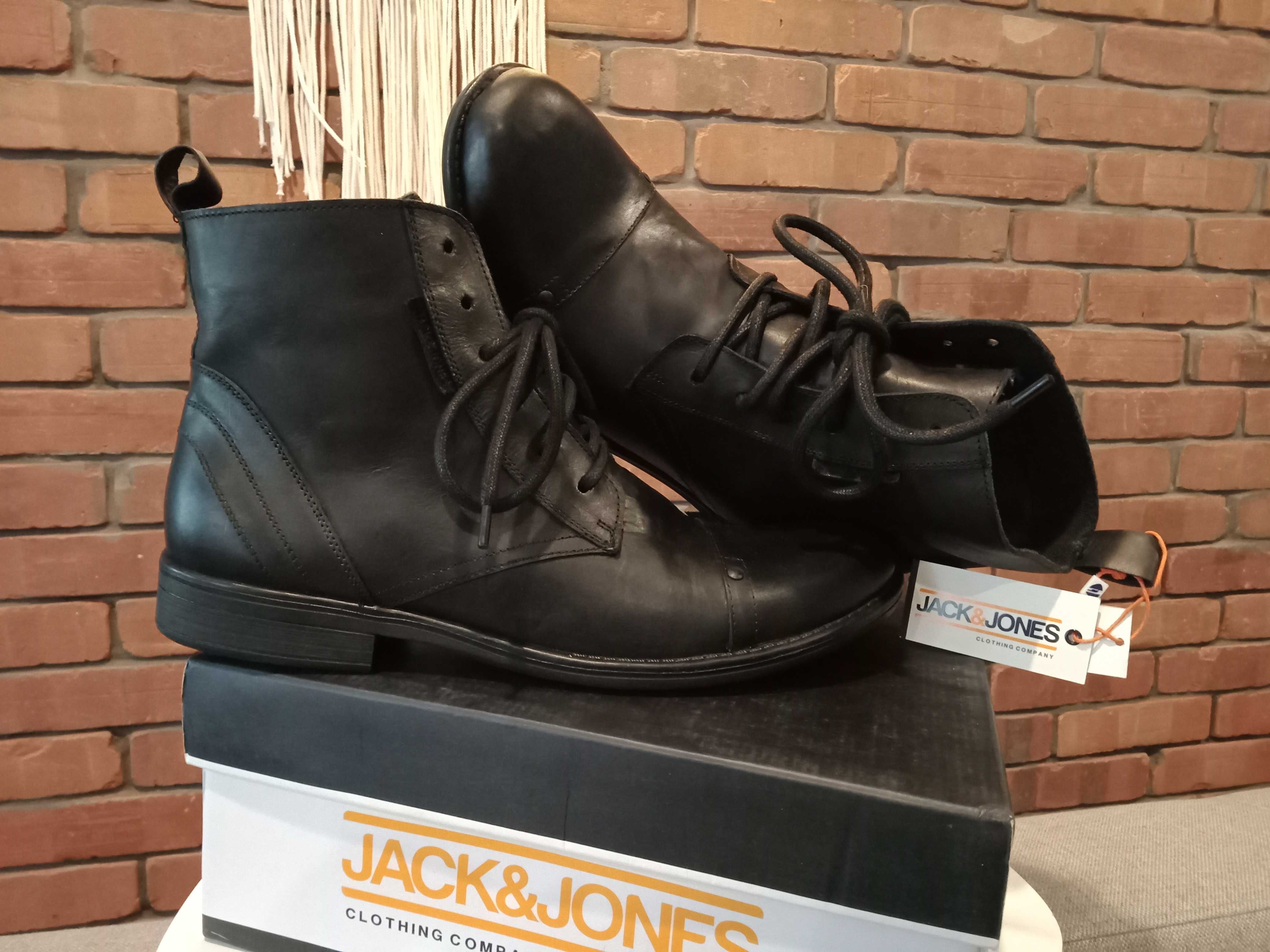 Jack & Jones NOWE skóra naturalna, premium, rozmiar 45 (30 cm) pudełko