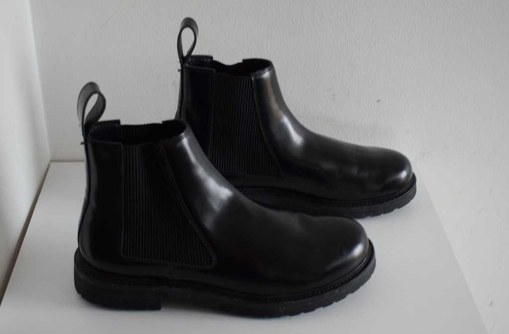 Diesel skórzane buty zimowe botki czarne 45