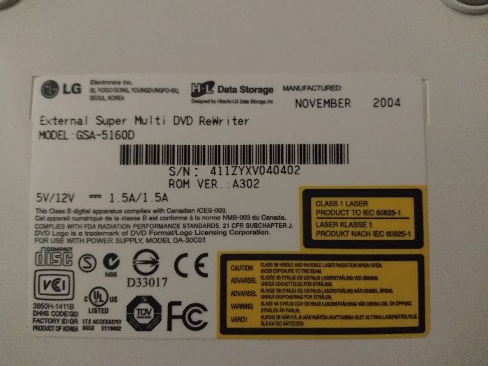 Gravador de DVD e CD LG
