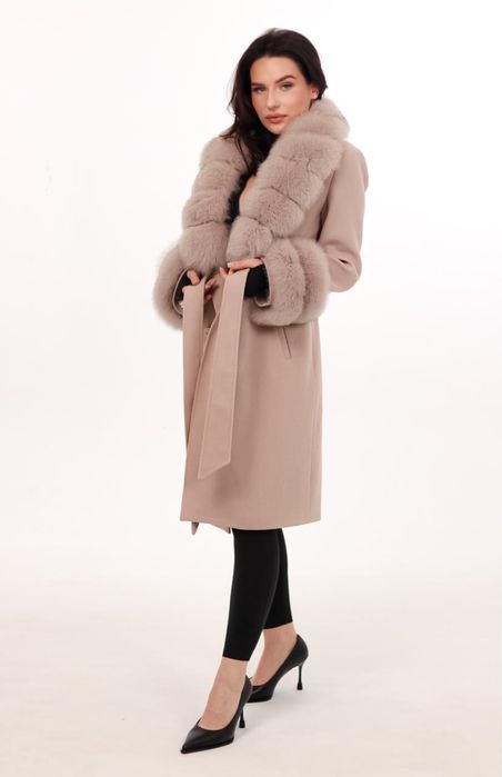 Пальто жіноче кащемір/хутро пісець