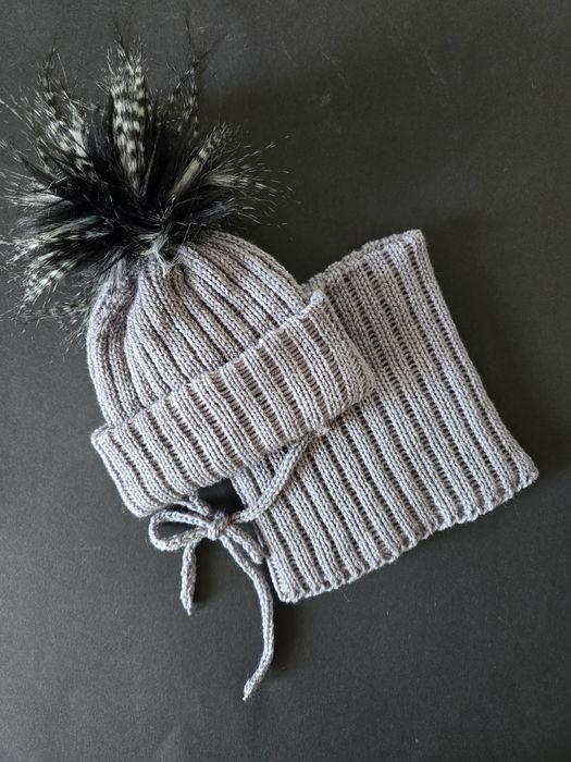 Czapka + komin zimowy dla noworodka r.56