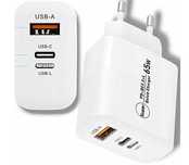 Ładowarka sieciowa szybka QC USB, USB-C, Lightning 65W