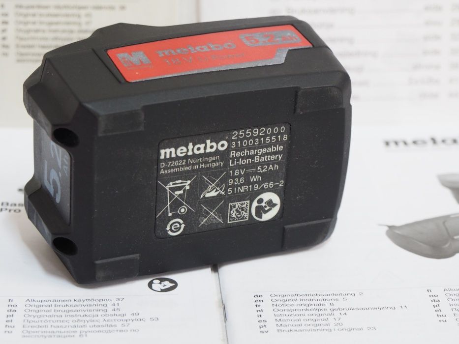 Bateria METABO 18v 5,2Ah akumulator LI-ION