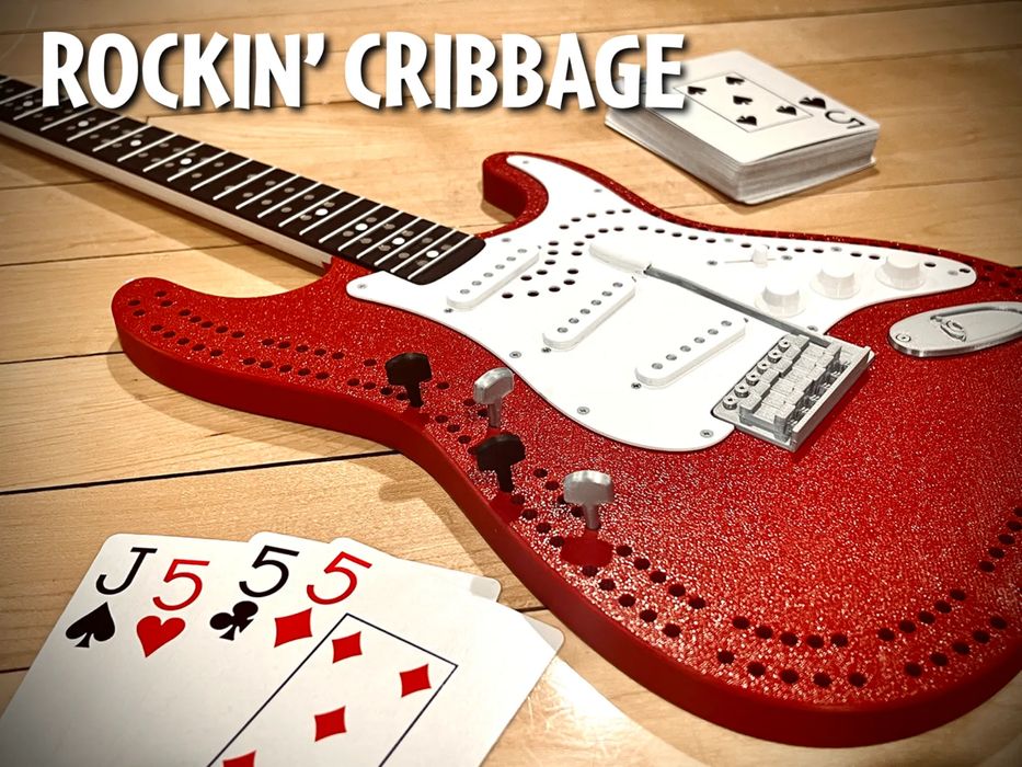 Tábua de Cribbage Elétrica em Forma de Guitarra
