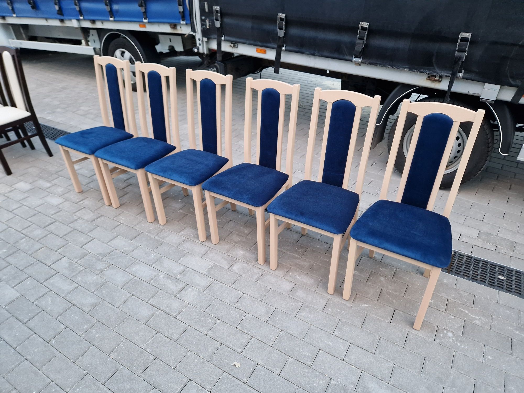 Nowe: Stół 80x140/180 + 6 krzeseł, sonoma + granat, dostawa cała PL