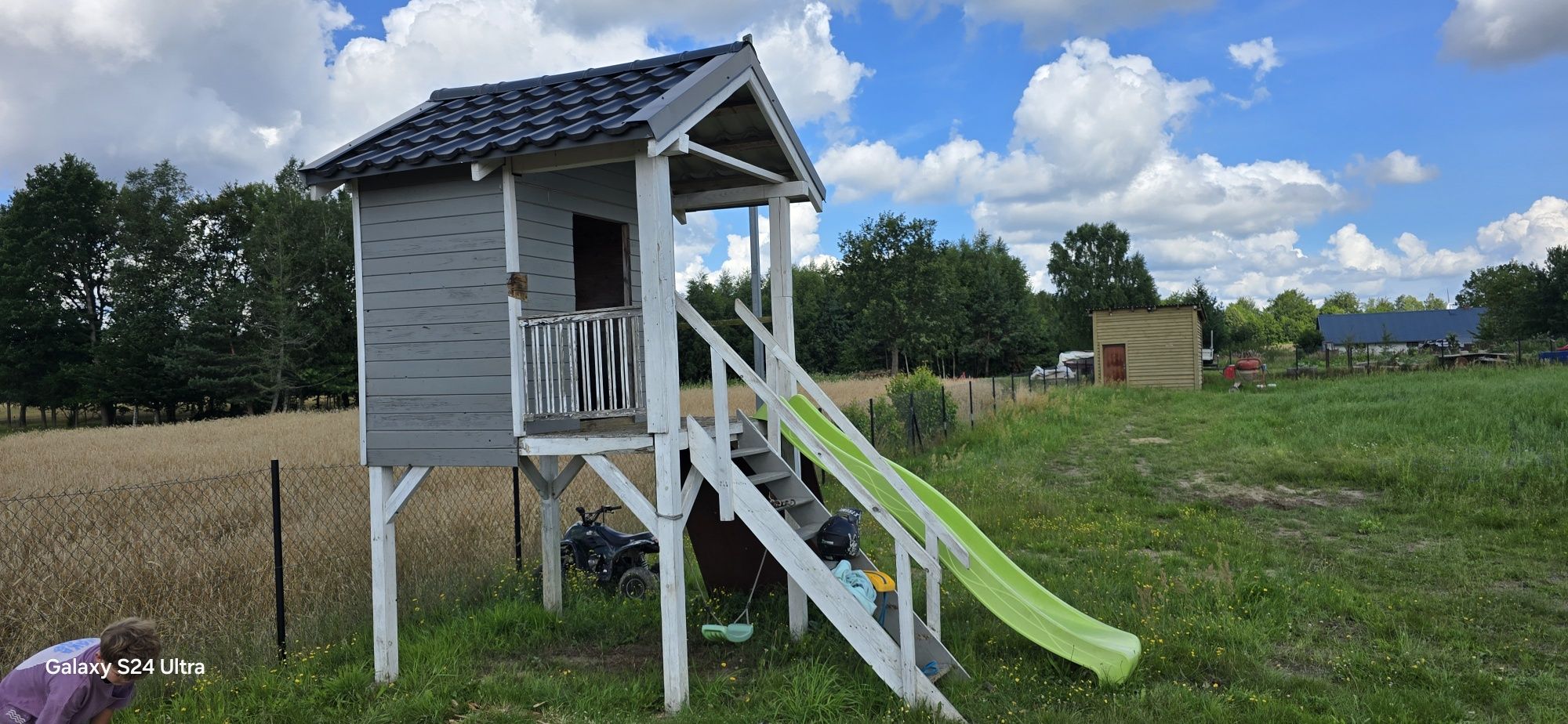 Domek dla dzieci, do zabawy, piaskownica, zjeżdżalnia, wspinaczka