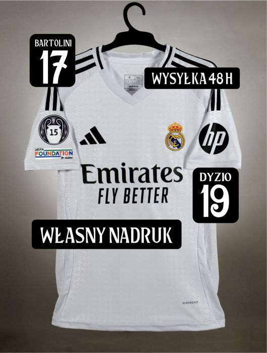 Koszulka Real Madryt 2024/2025  domowa WŁASNY NADRUK r. M 48h