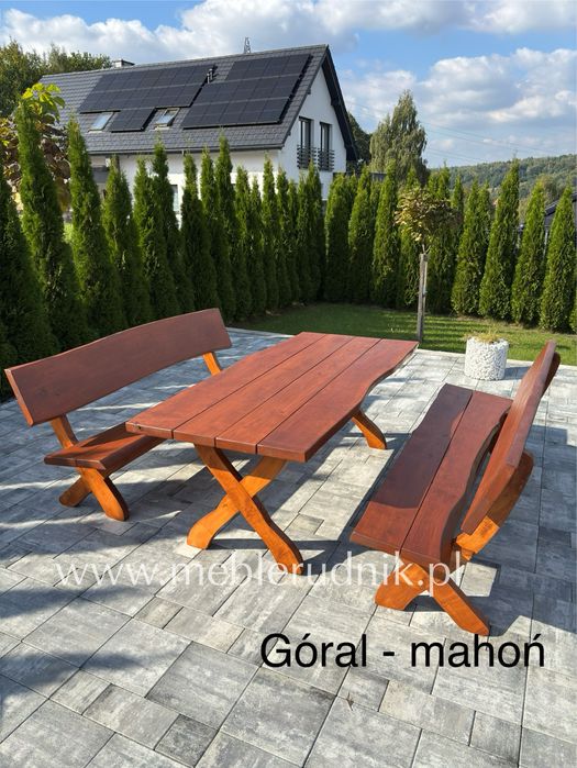 Meble ogrodowe drewniane olcha 200cm grube masywne