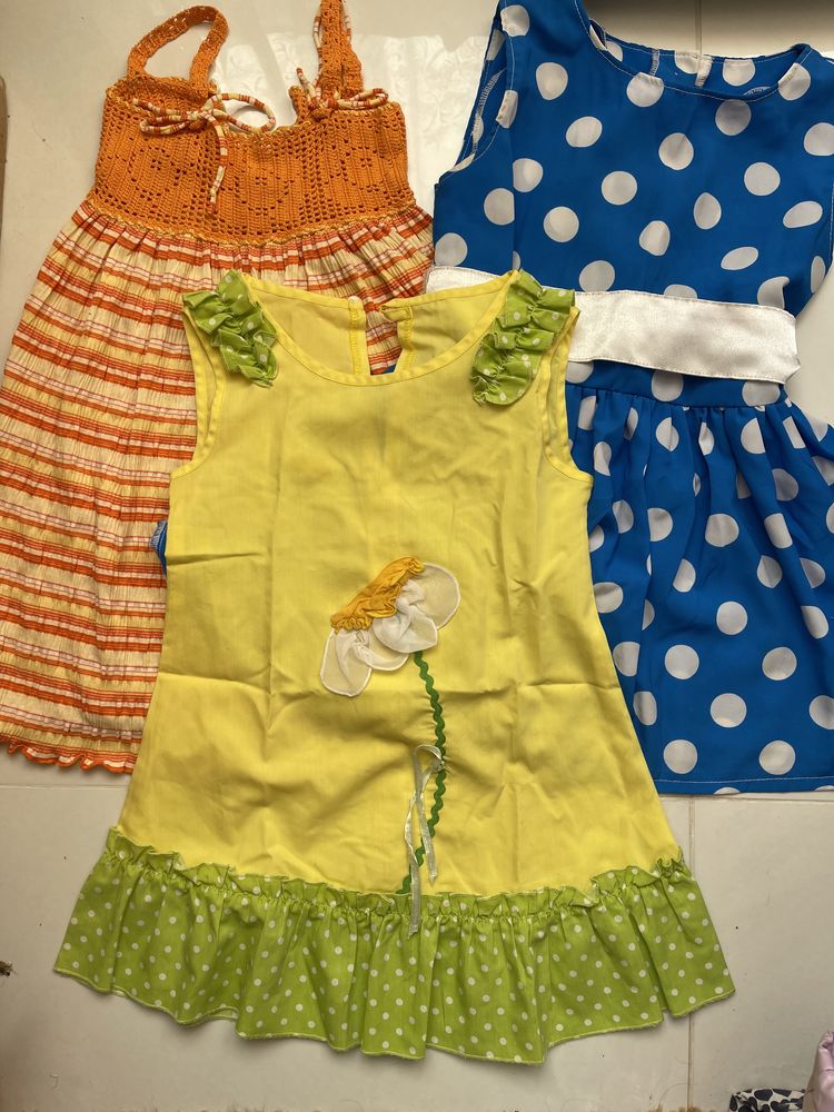 Детское платье для девочки 4-5 лет горошек ромашка желтое синее оранж
