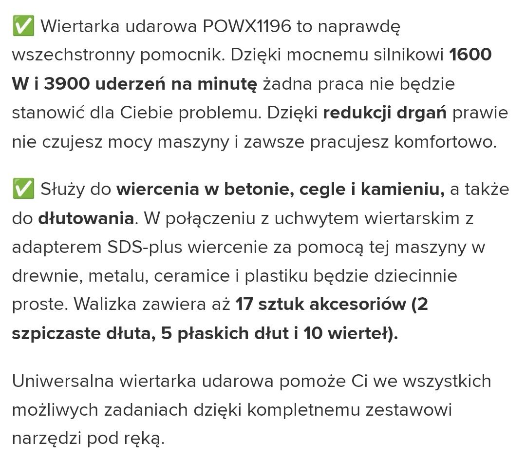Młotowiertarka  POWX1196
