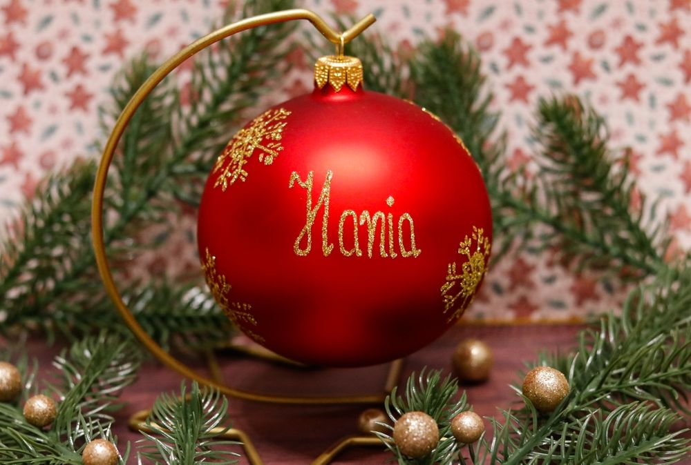 Bombka z napisem/imieniem i śnieżynkami