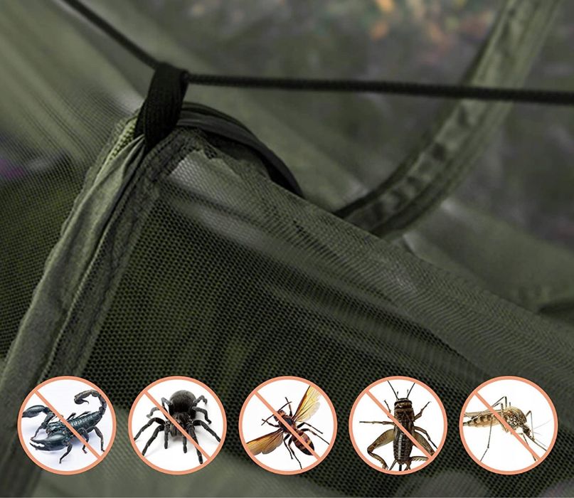 Hamak z Moskitierą Turystyczny Dwuosobowy Survival Kempingowy Mocny