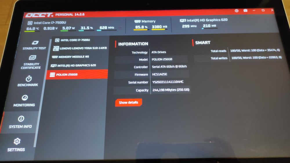 Lenovo Yoga 510-14IKB i7-7500U, 4GB RAM, 256GB SSD, ekran dotykowy