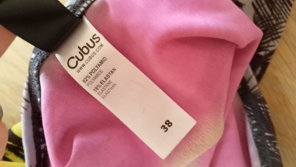 Strój kostium kąpielowy dwuczęściowy bikini Cubus kolorowe palmy M L