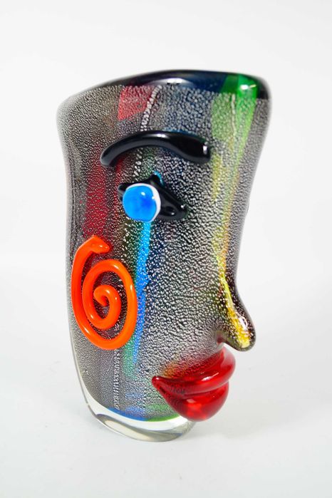 Szklany wazon MURANO Style twarz piękne kolory